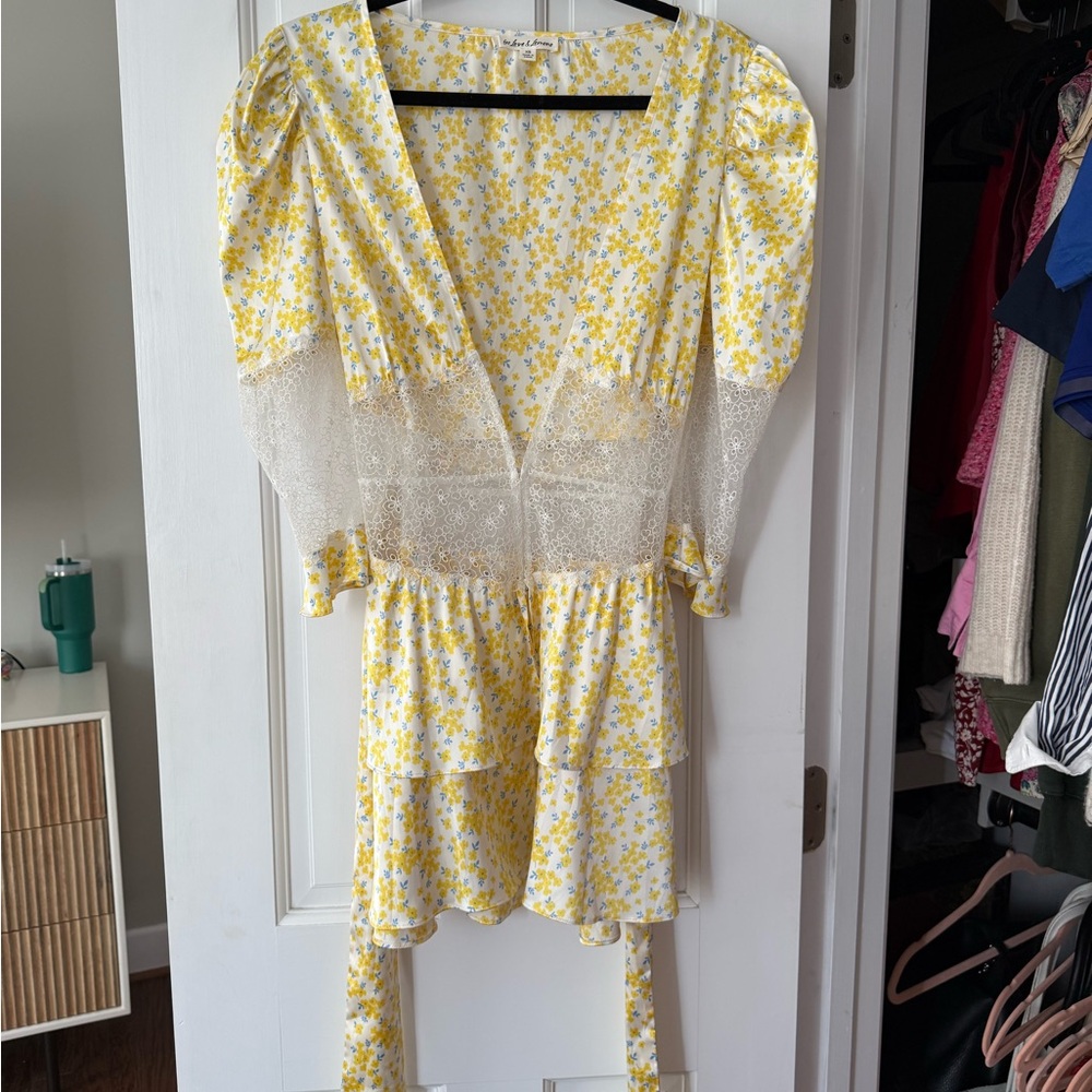 For Love And Lemons Yellow and White Floral Dress